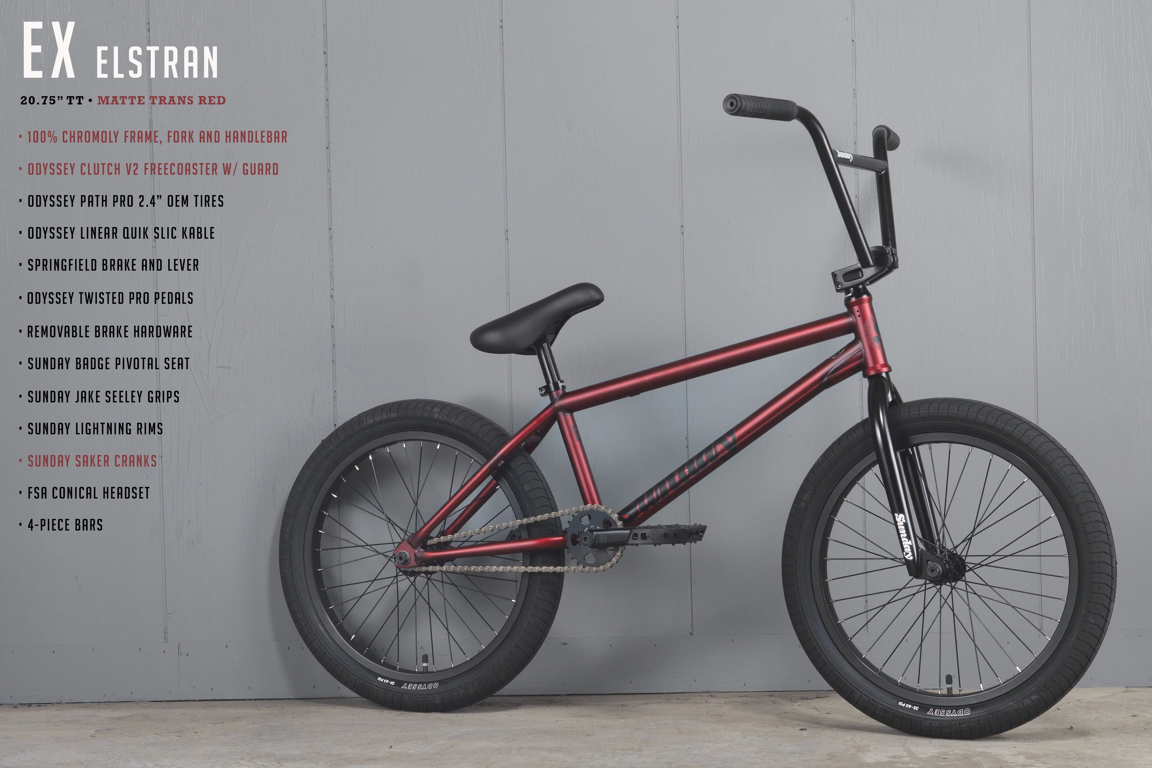 2021 Sunday EX / Erik Elstran Signature (Matte Trans. Red with 20.75" tt) - Image 2