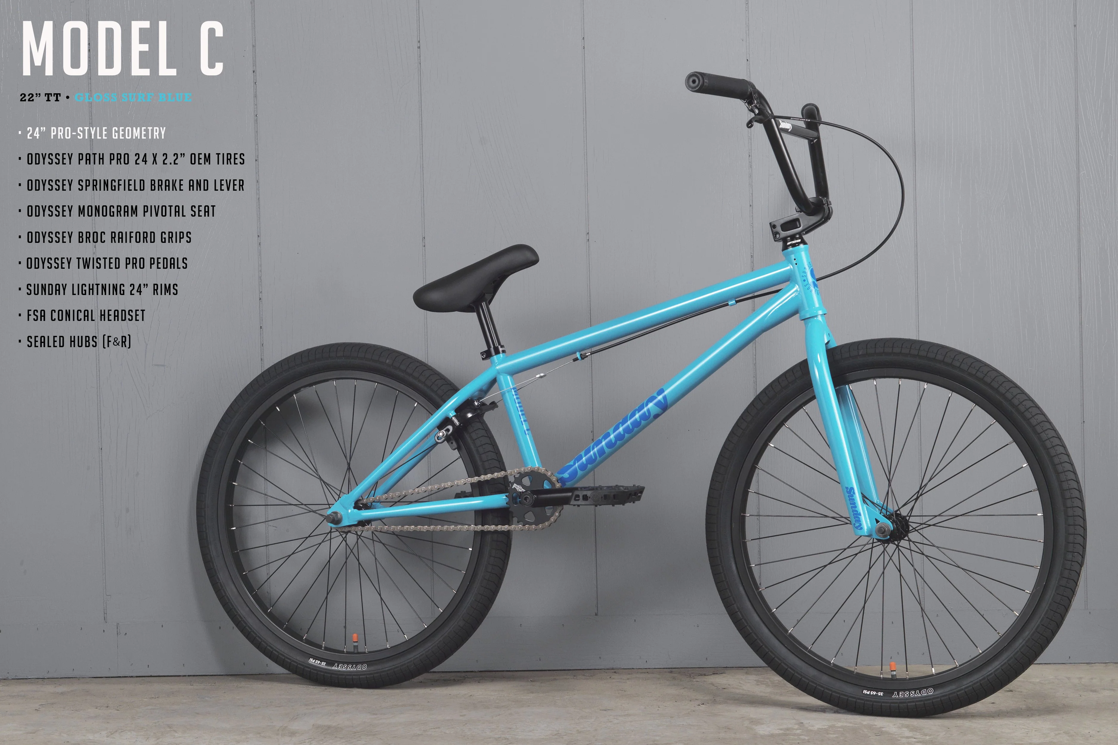 2021 Sunday Model C 24" (Gloss Surf Blue with 22" tt) - Image 2