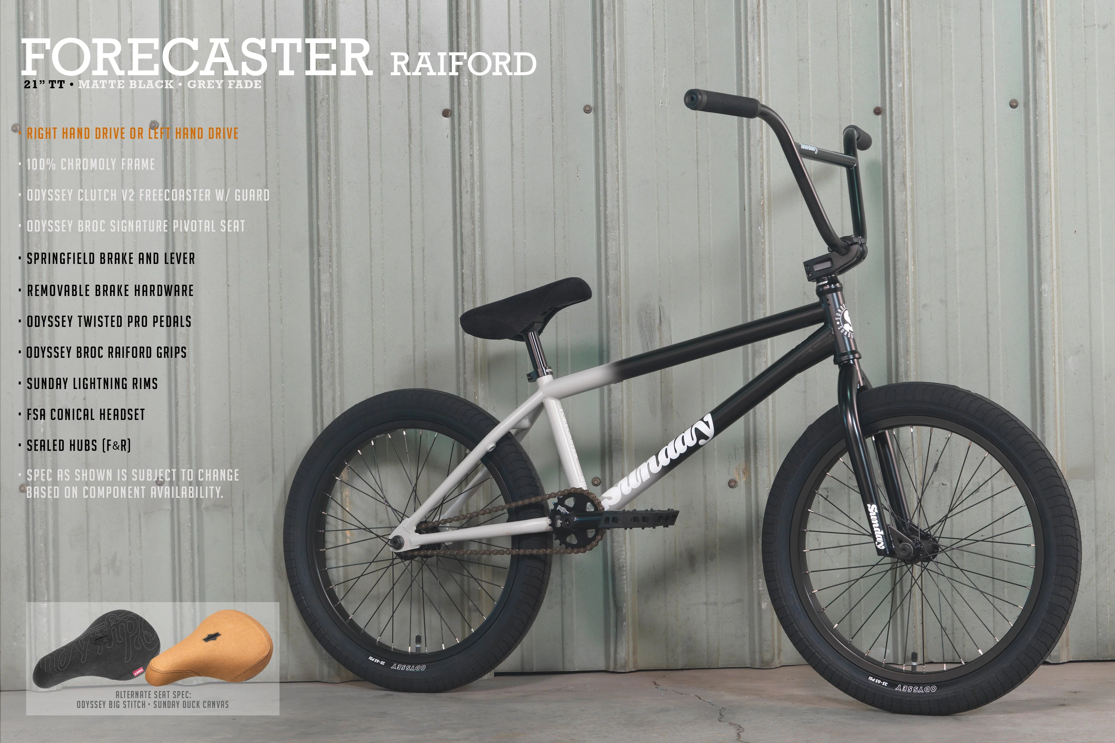 Sunday Forecaster - Broc Raiford Signature (Matte Black to Grey Fade with 21" tt in LHD or RHD) - Image 13