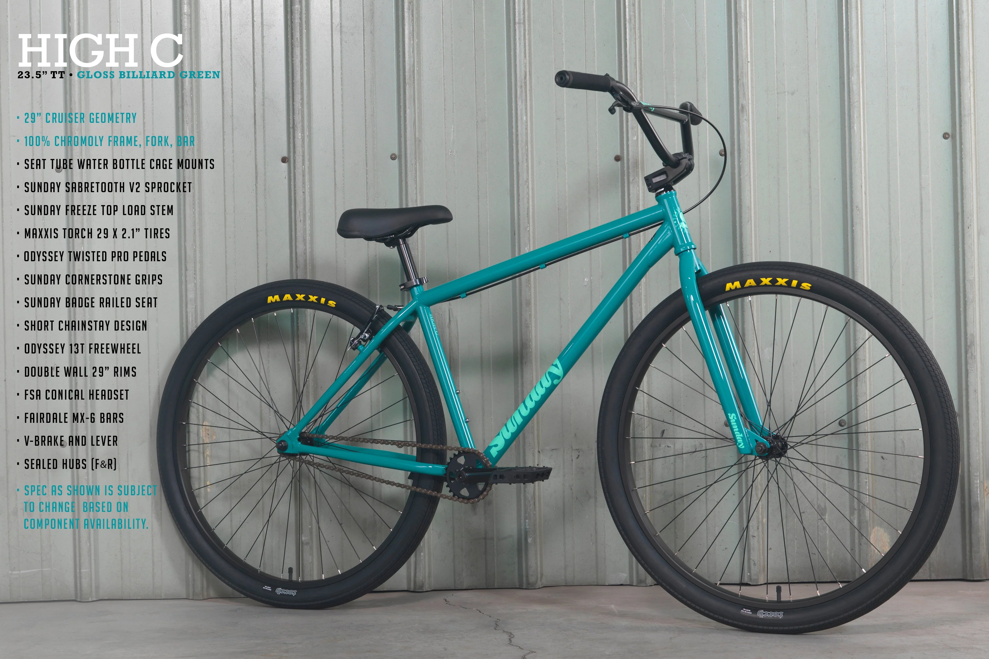 Sunday High C 29" (Gloss Billiard Green with 23.5" tt) - Image 12