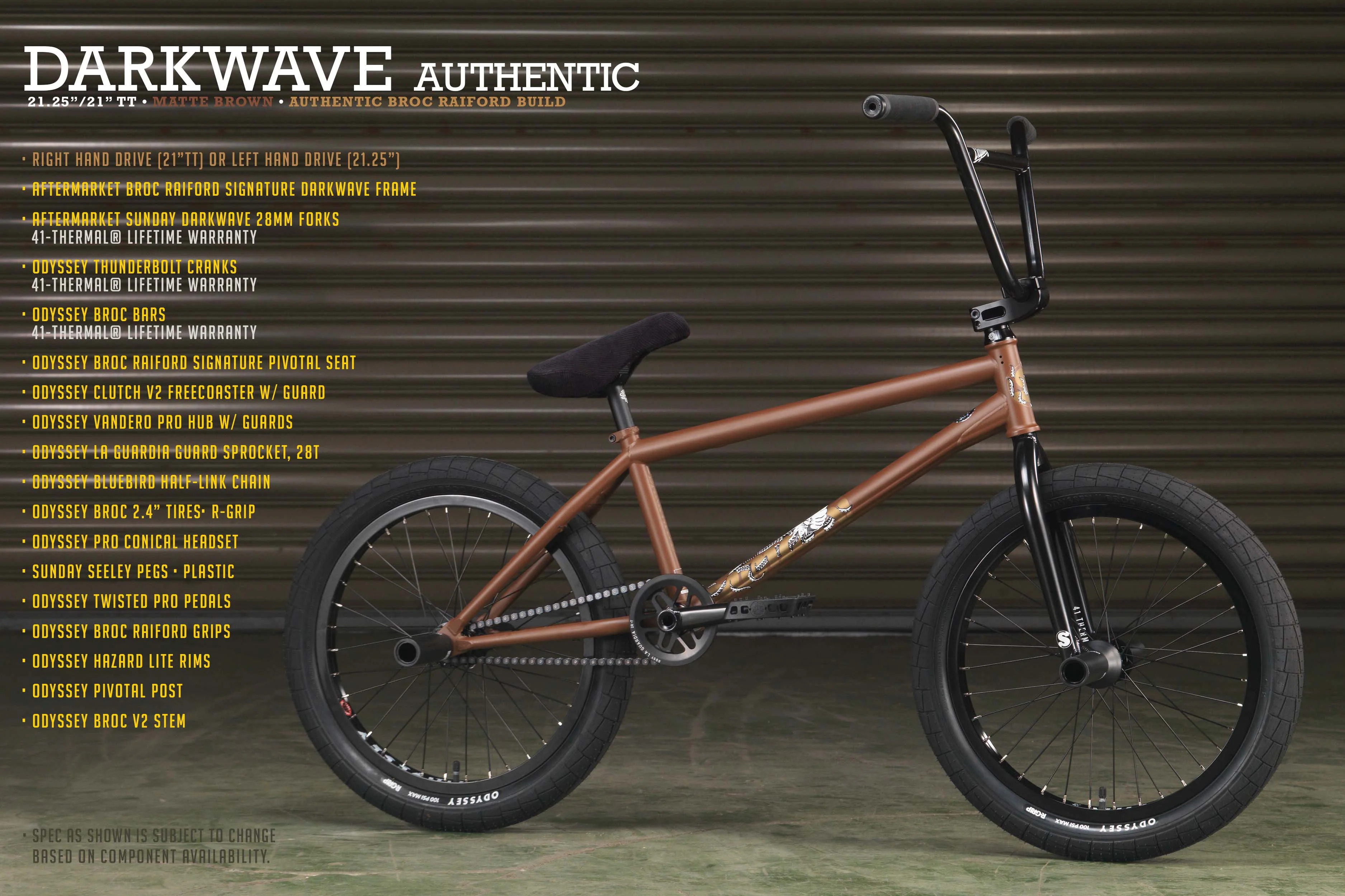 Sunday Darkwave - Broc Raiford Authentic (Matte Dark Brown with 21" tt in RHD or 21.25" tt in LHD) - Image 19