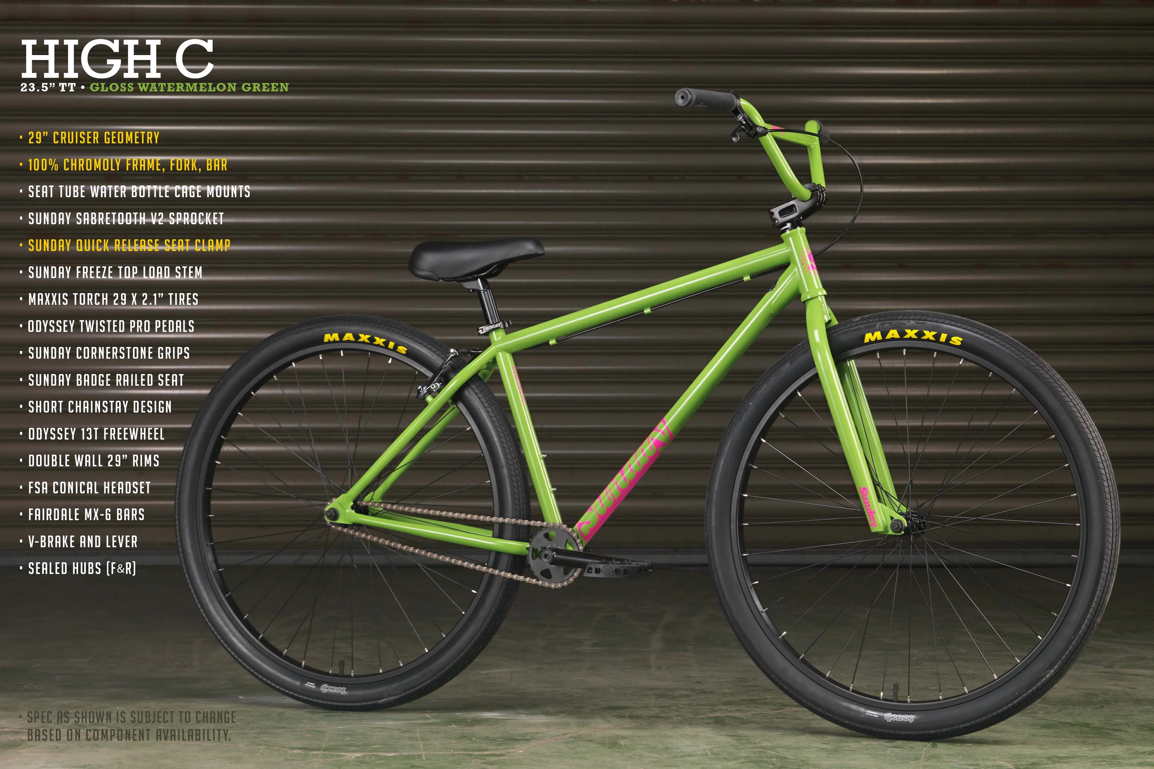 Sunday High C 29" (Gloss Watermelon Green with 23.5" tt) - Image 20