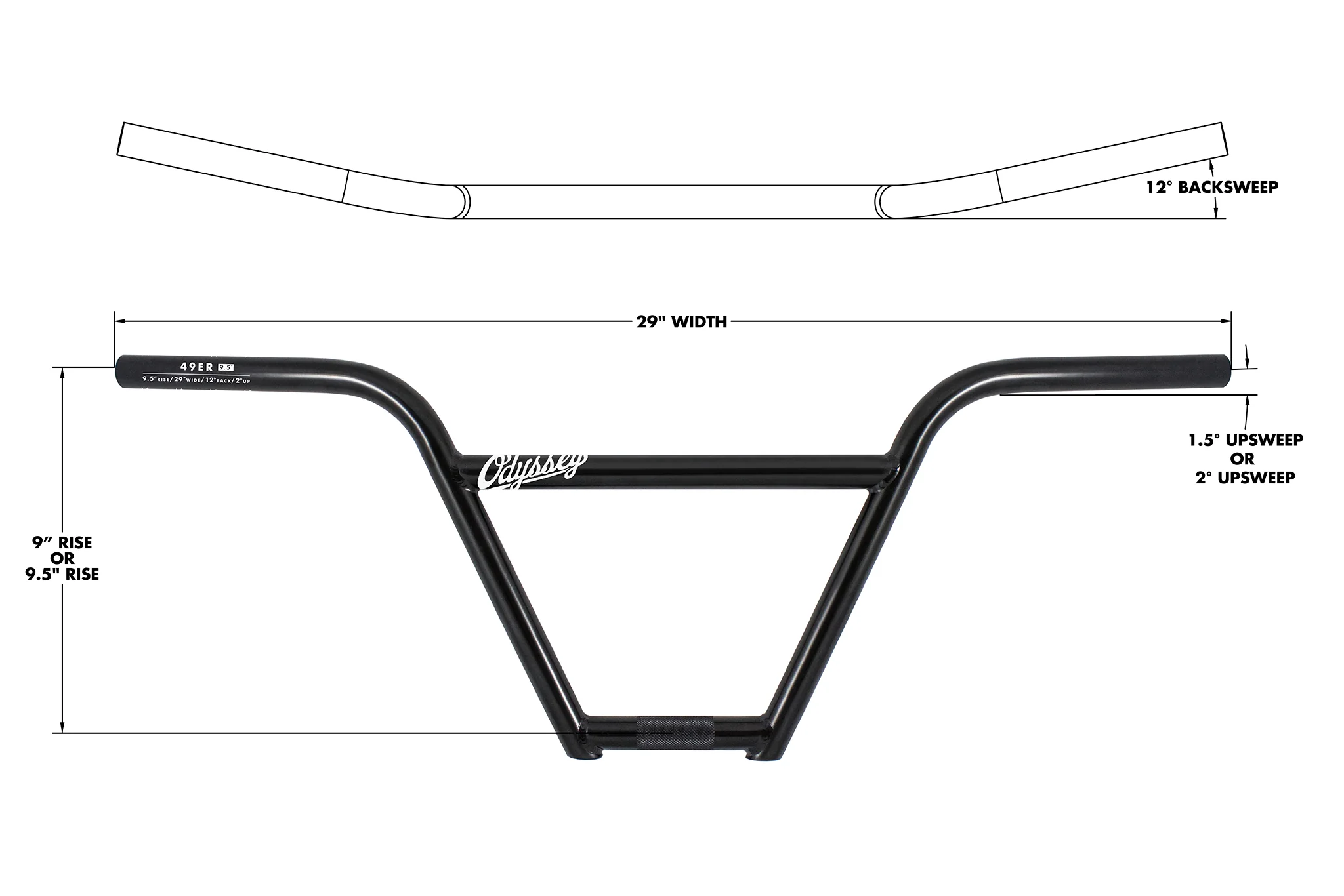 Odyssey 49er 9" 4pc Bar (Rustproof Black) - Image 2