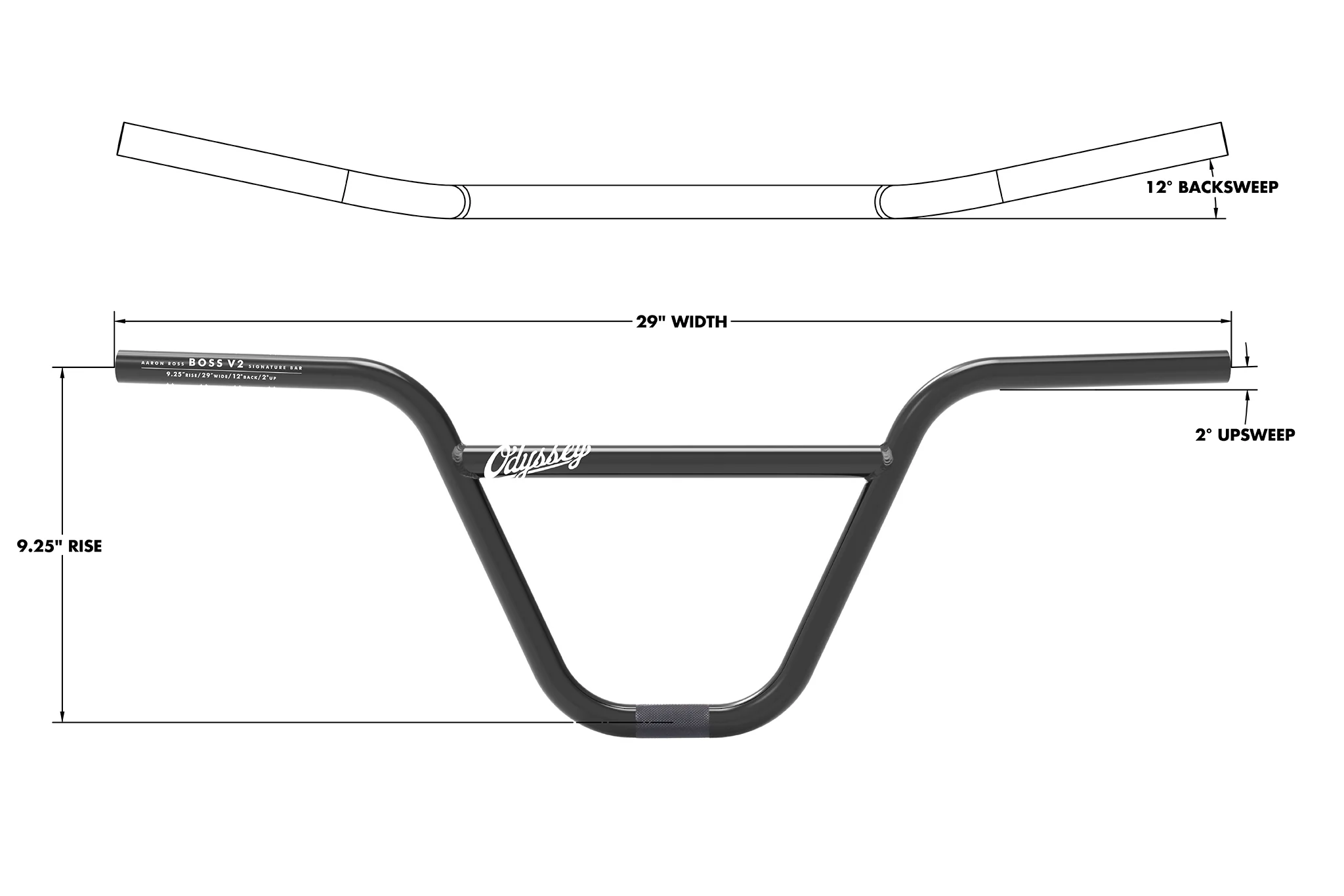Odyssey BOSS v2 9.25" Bar (Rustproof Black) - Image 2