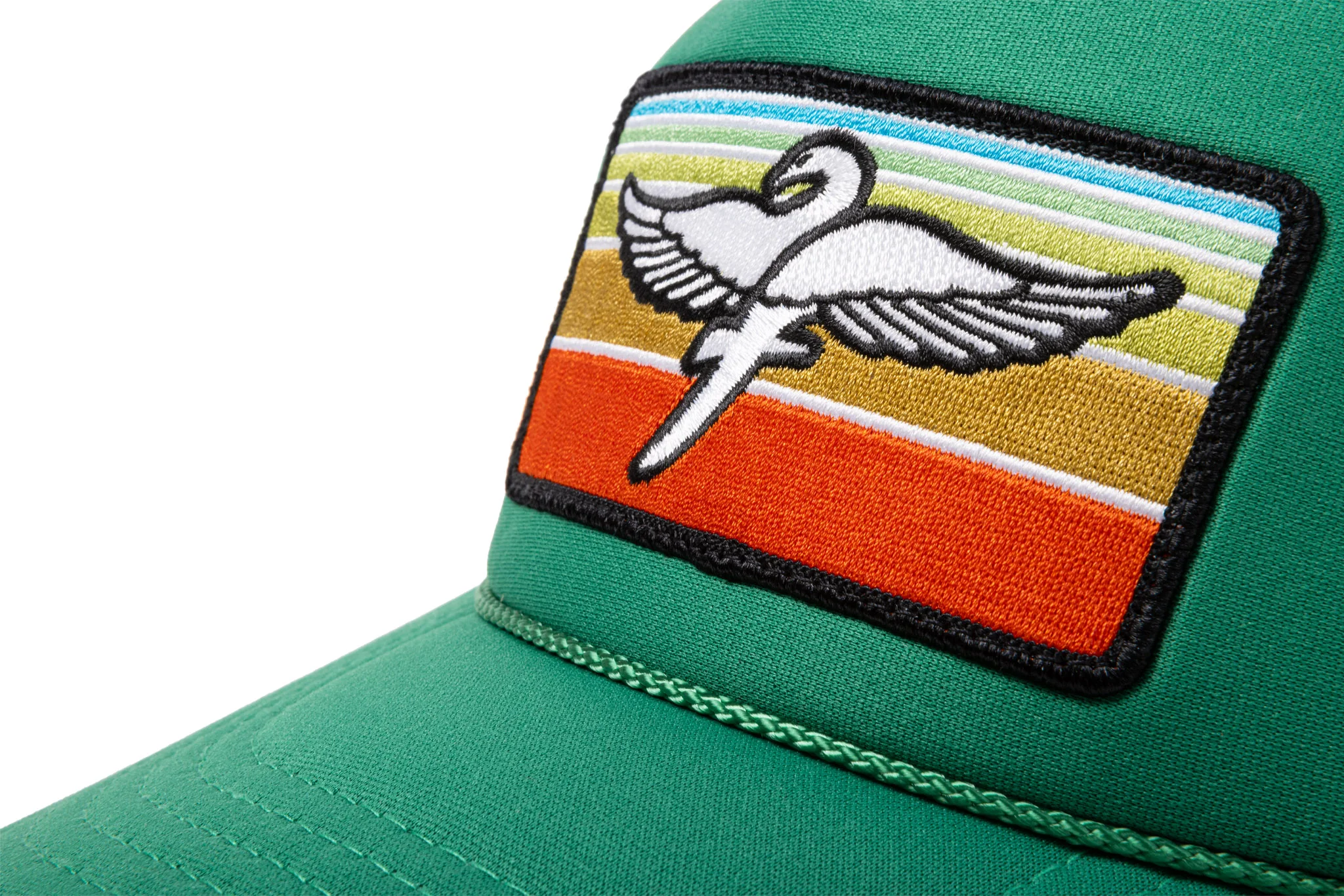 Fairdale Swan Trucker Hat (Kelly Green w/ Sunrise Patch) - Image 2