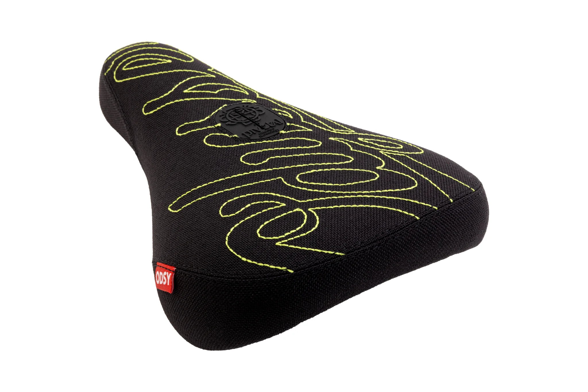 Odyssey Big Stitch Fat Seat (Black Denim w/ Fluorescent Yellow Embroidery) - Image 2