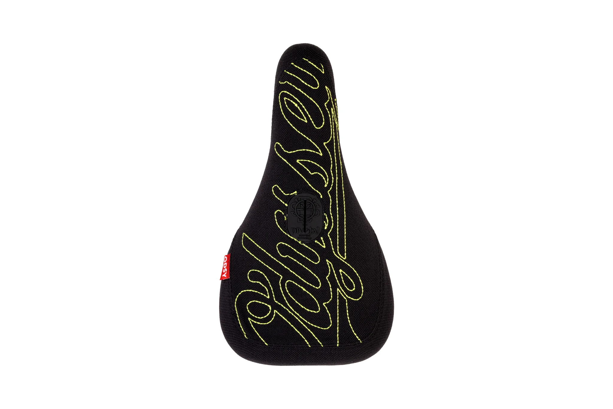 Odyssey Big Stitch Slim Seat (Black Denim w/ Fluorescent Yellow Embroidery) - Image 2