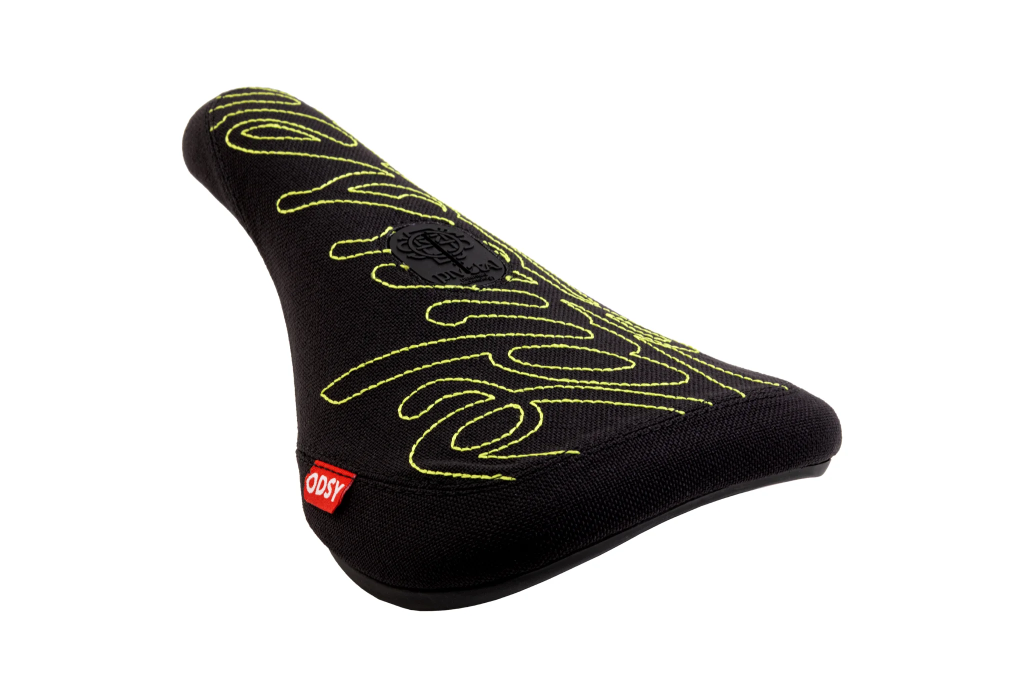 Odyssey Big Stitch Slim Seat (Black Denim w/ Fluorescent Yellow Embroidery) - Image 3