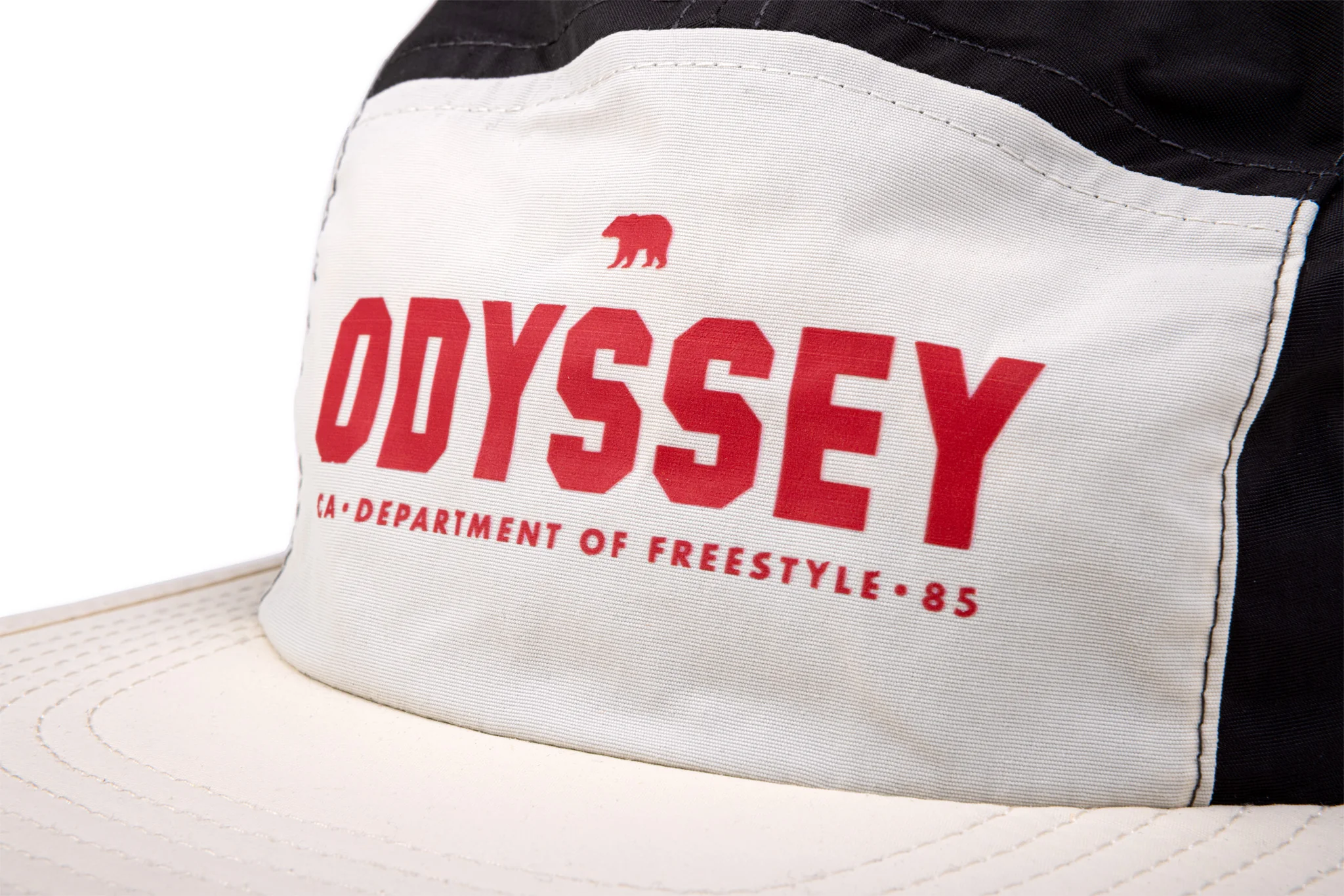 Odyssey Campus Nylon Camper Hat (Off-White/Black w/ Red Screen Print) - Image 3