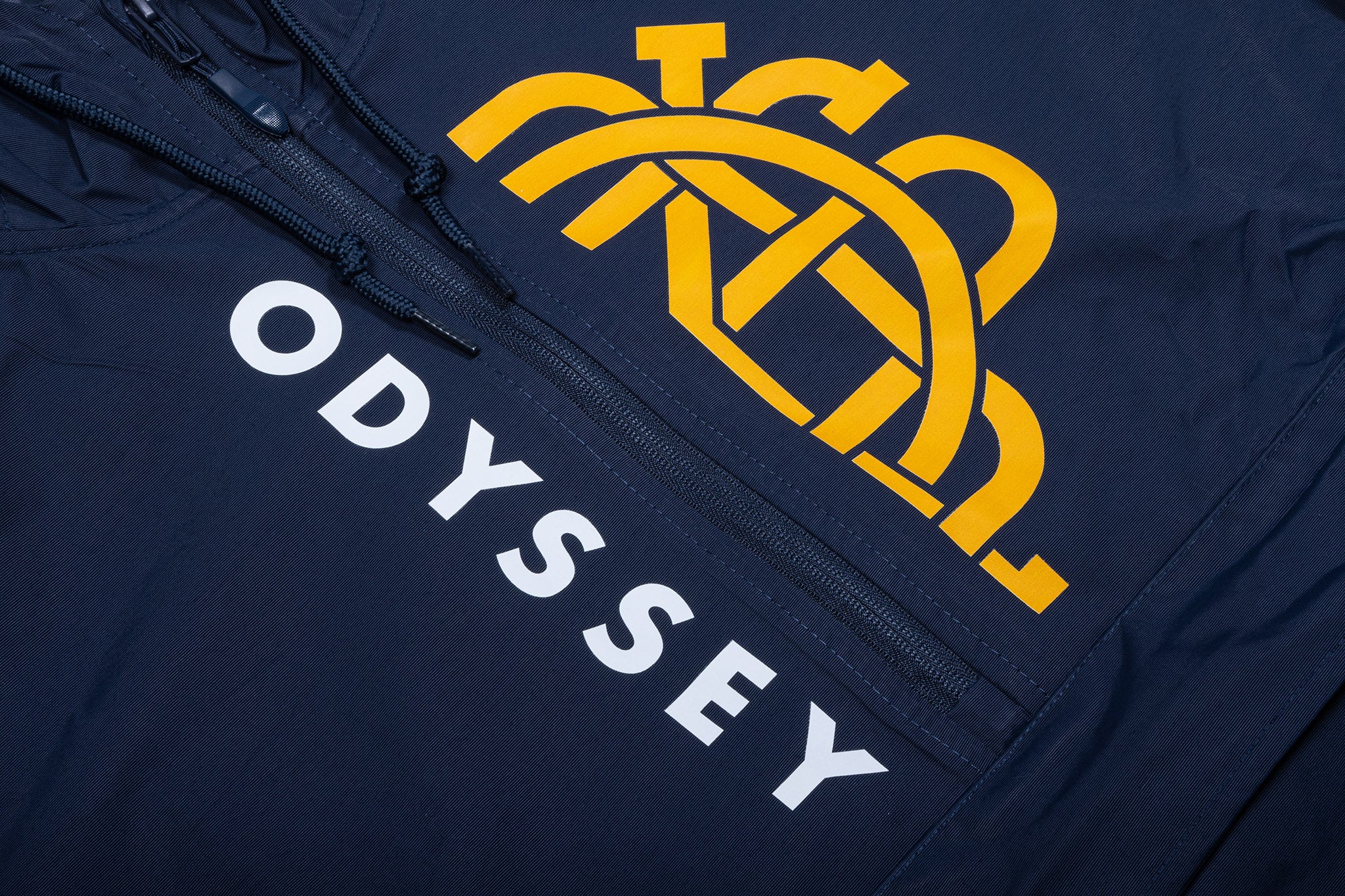 Odyssey Half-Monogram Windbreaker Anorak Jacket (Blue with White/Golden Rod Ink) - Image 2