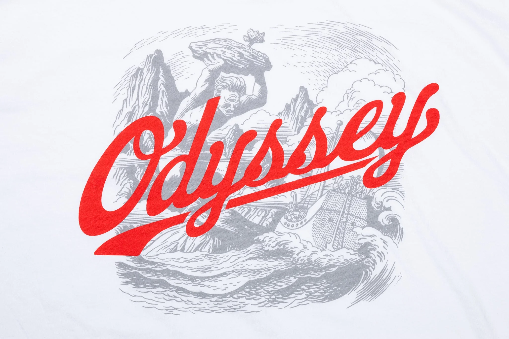 Odyssey Homer Tee (White with Gray and Red Ink) - Image 2