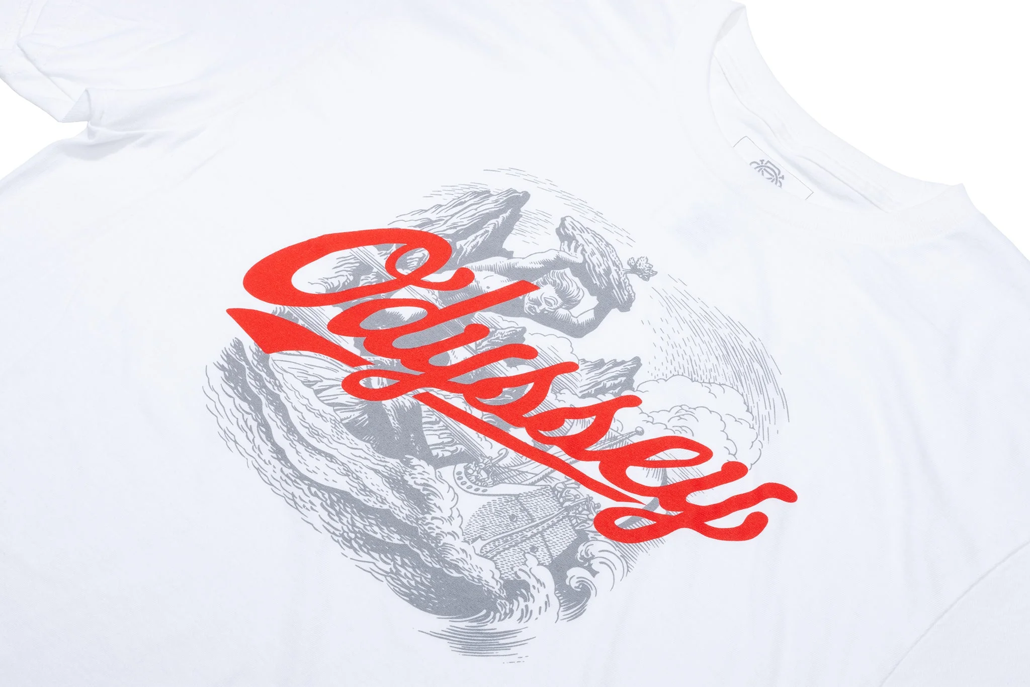Odyssey Homer Tee (White with Gray and Red Ink) - Image 3