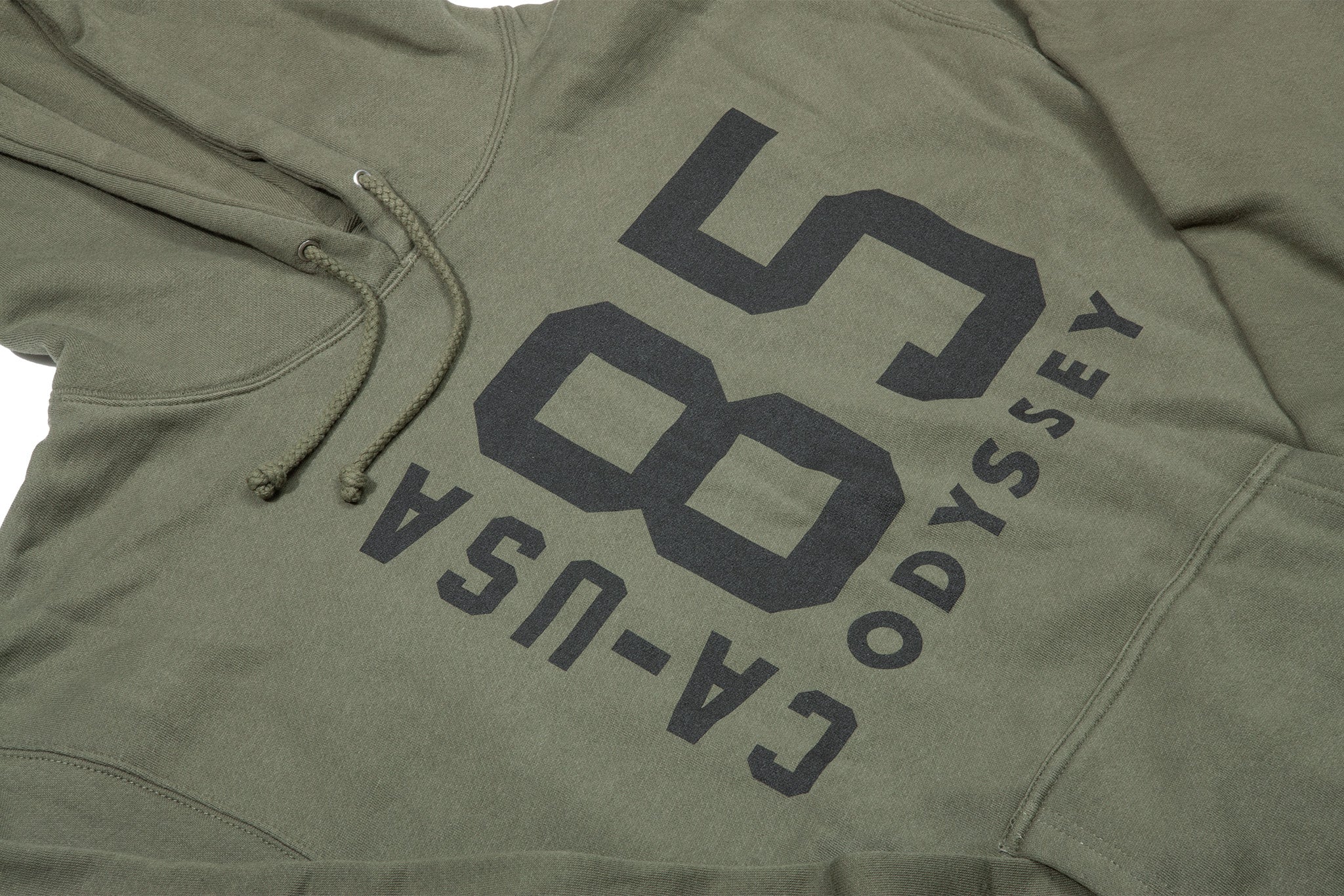 Odyssey Import Pullover Hoodie (Olive with Black Ink) - Image 2