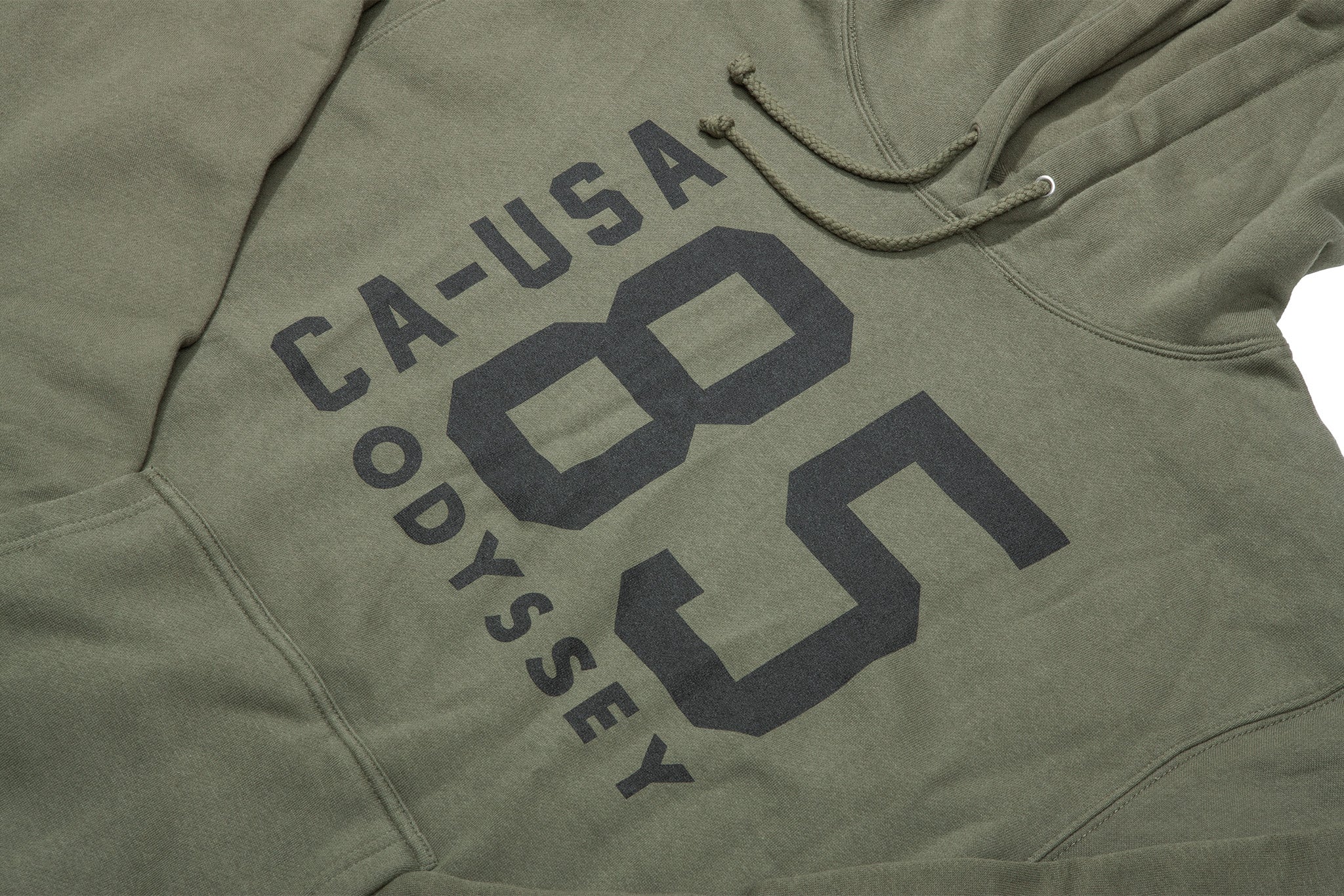Odyssey Import Pullover Hoodie (Olive with Black Ink) - Image 3