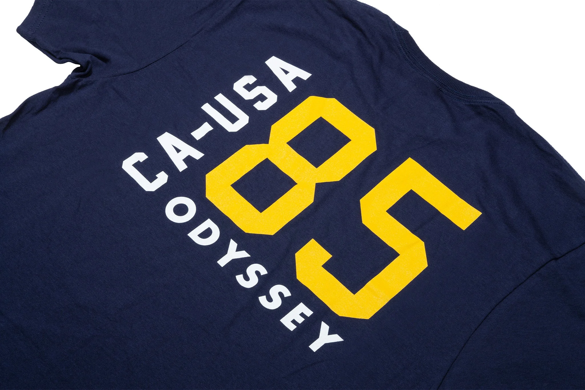 Odyssey Import Tee (Navy with Mustard Ink) - Image 6