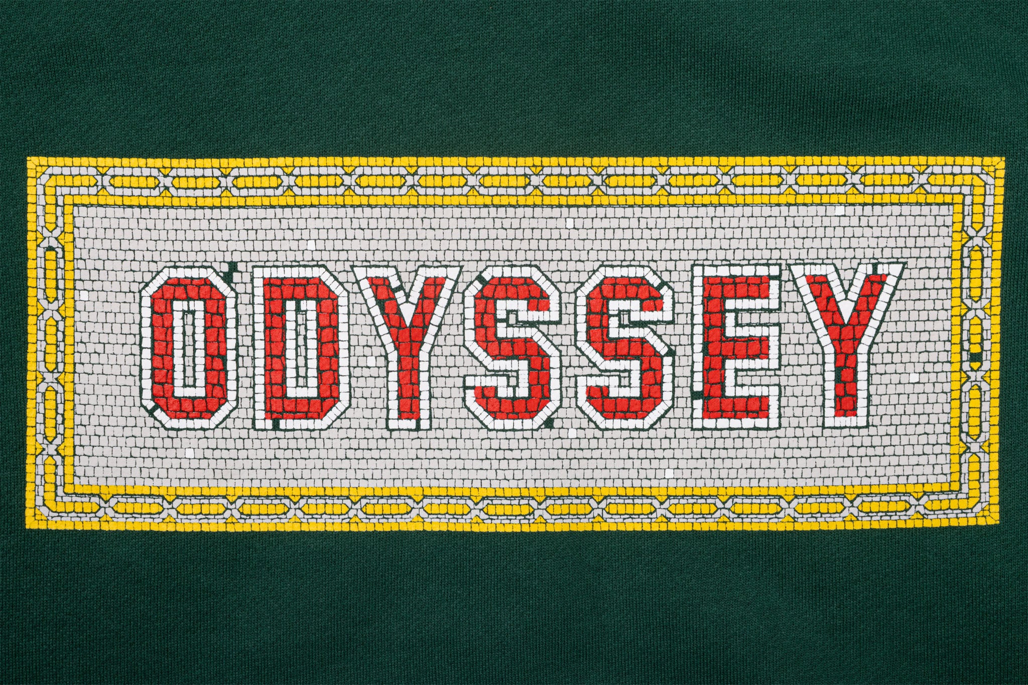 Odyssey Mosaic Pullover Hoodie (Dark Green with Yellow/Gray/Red Ink) - Image 2