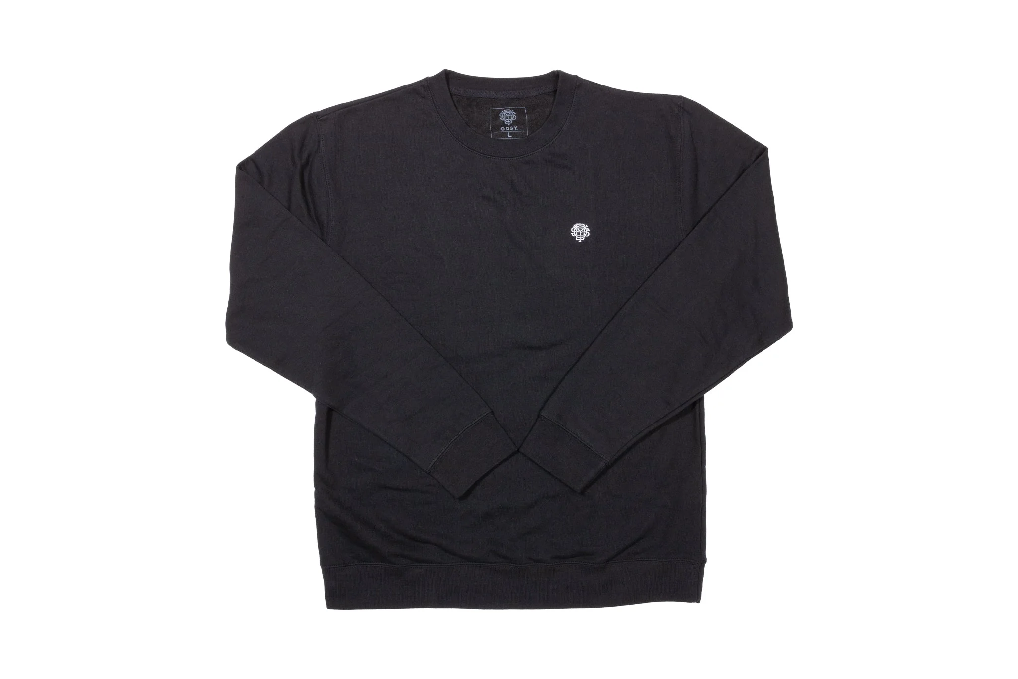Odyssey Stitched Monogram Crewneck (Black with White Stitch) - Image 2