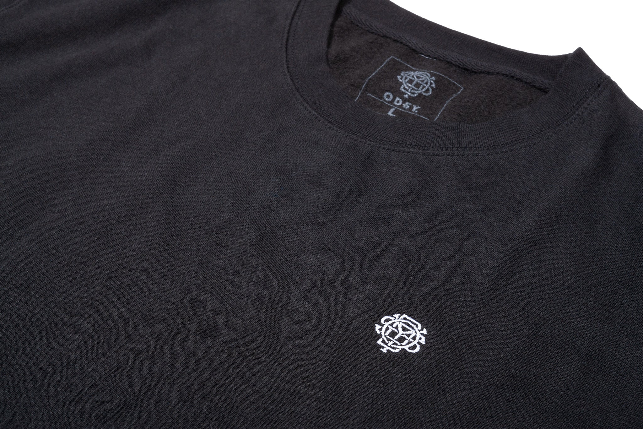 Odyssey Stitched Monogram Crewneck (Black with White Stitch) - Image 3