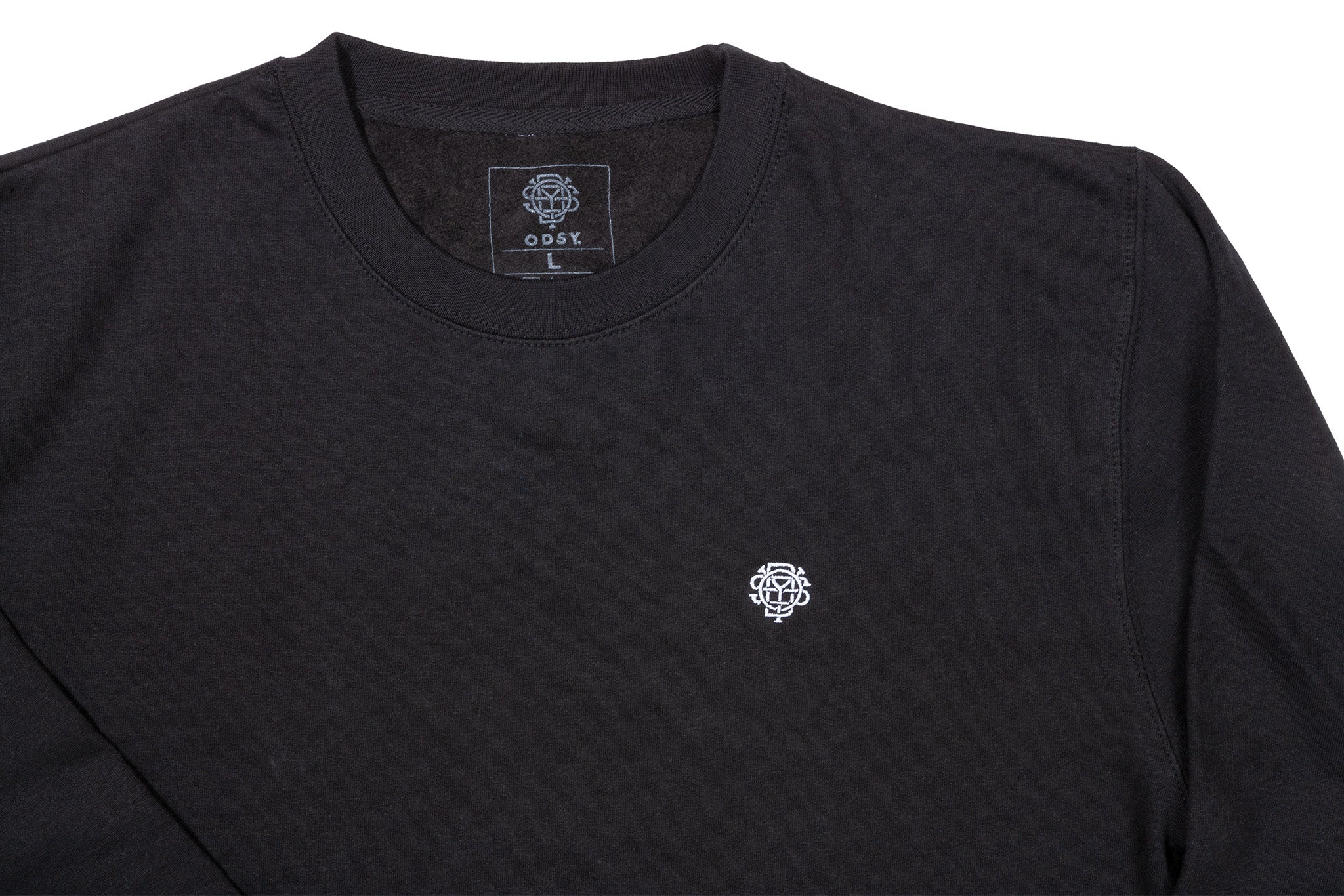 Odyssey Stitched Monogram Crewneck (Black with White Stitch) - Image 4