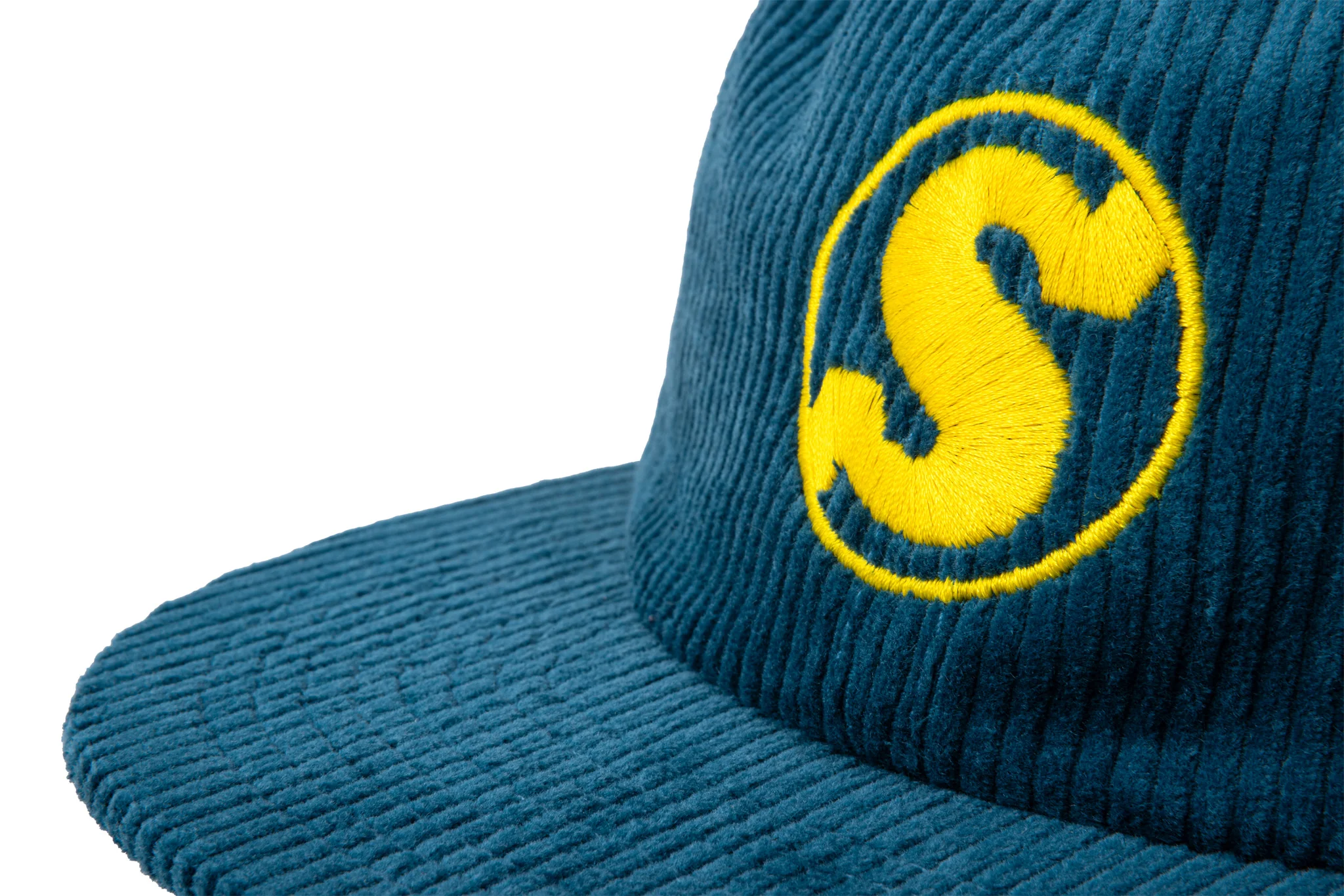 Sunday Badge Corduroy Hat (Atlantic Green with Yellow Embroidery) - Image 3