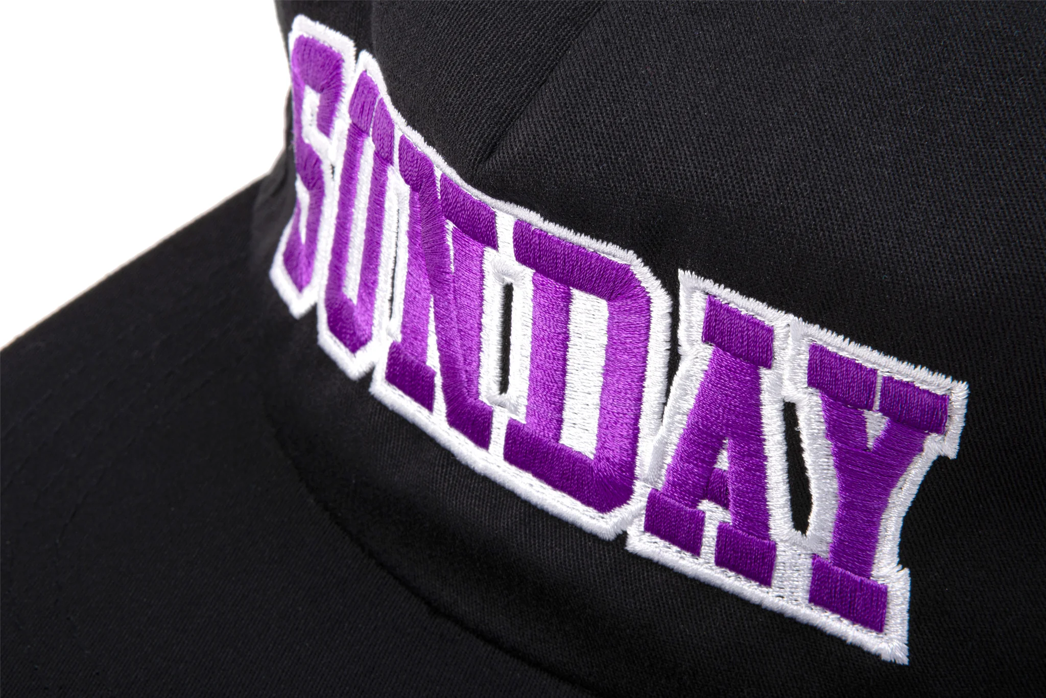 Sunday Blockhead Hat (Black w/ Purple+White Embroidery) - Image 3