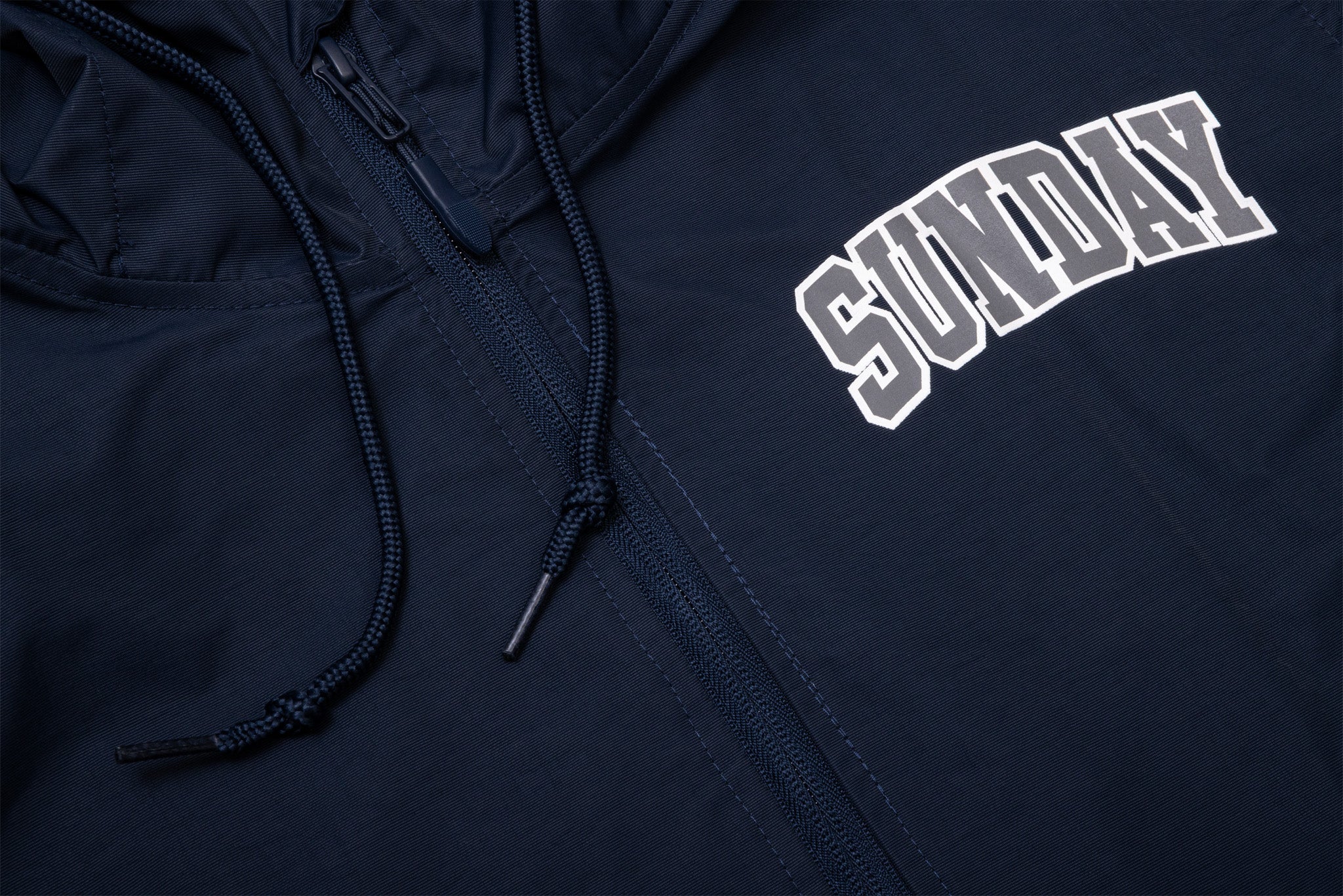 Sunday Blockhead Windbreaker Anorak Jacket (Navy with Gray/White Ink) - Image 3