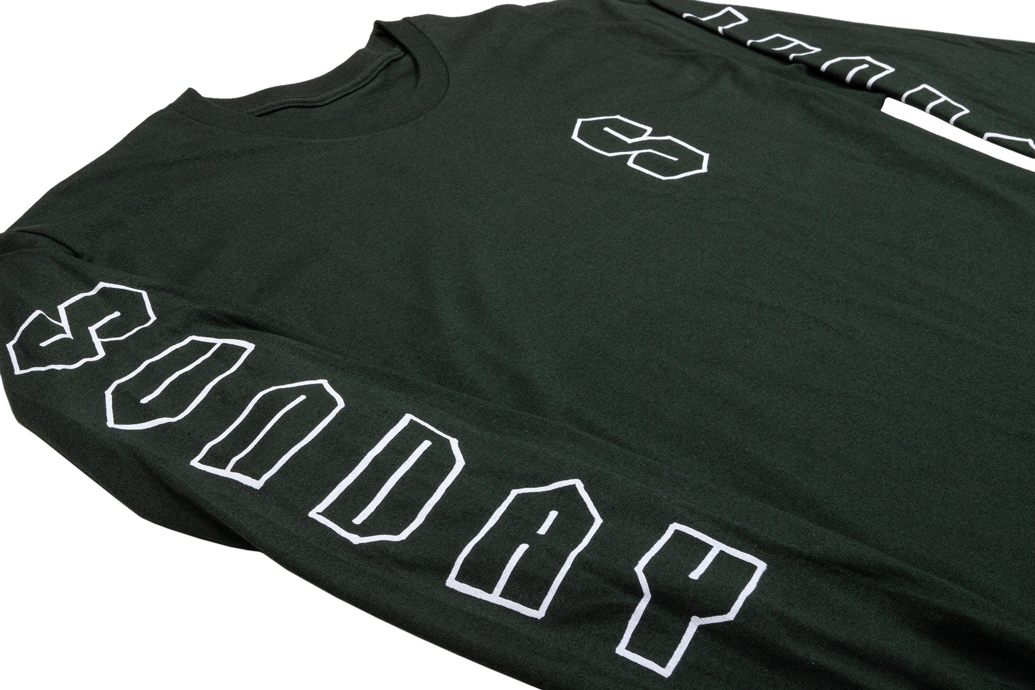 Sunday Cool S Long Sleeve (Forest Green with White Ink) - Image 2