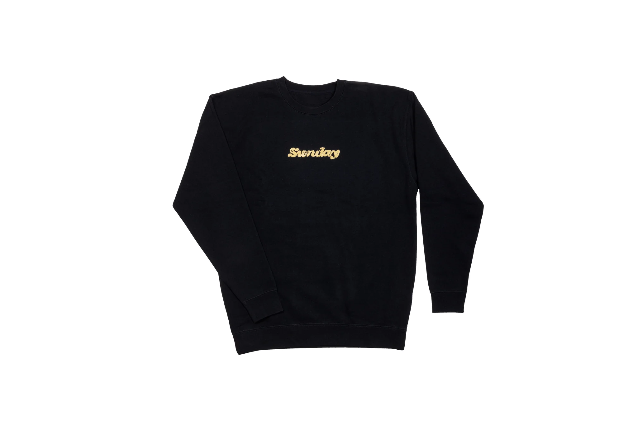 Sunday Hard Print Crewneck Sweatshirt (Black with Metallic Gold Ink) - Image 2