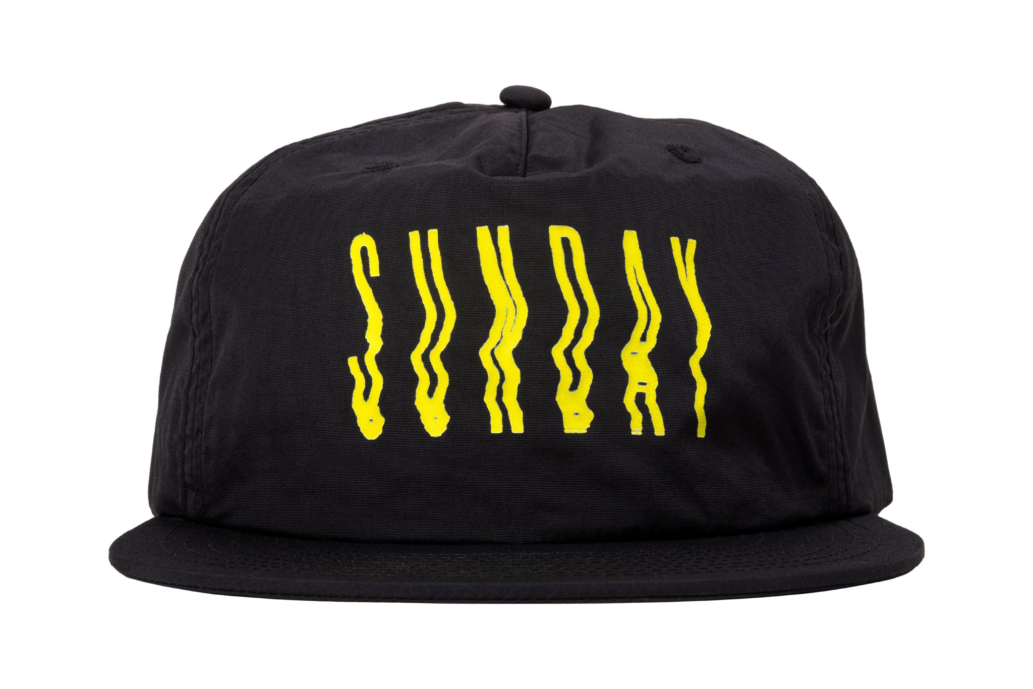 Sunday High Wave Nylon Snapback Hat (Black with Neon Yellow Screen Print) - Image 3