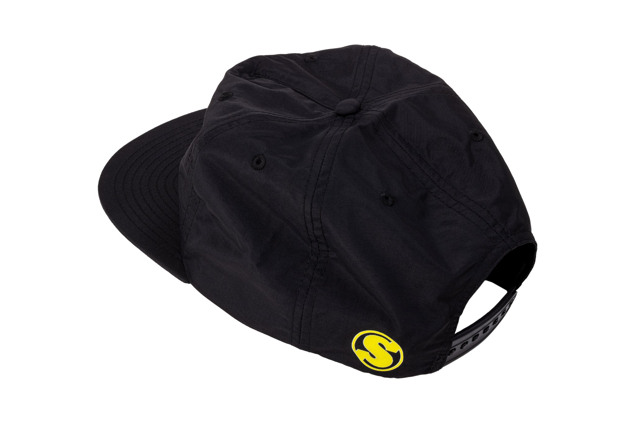 Sunday High Wave Nylon Snapback Hat (Black with Neon Yellow Screen Print) - Image 4