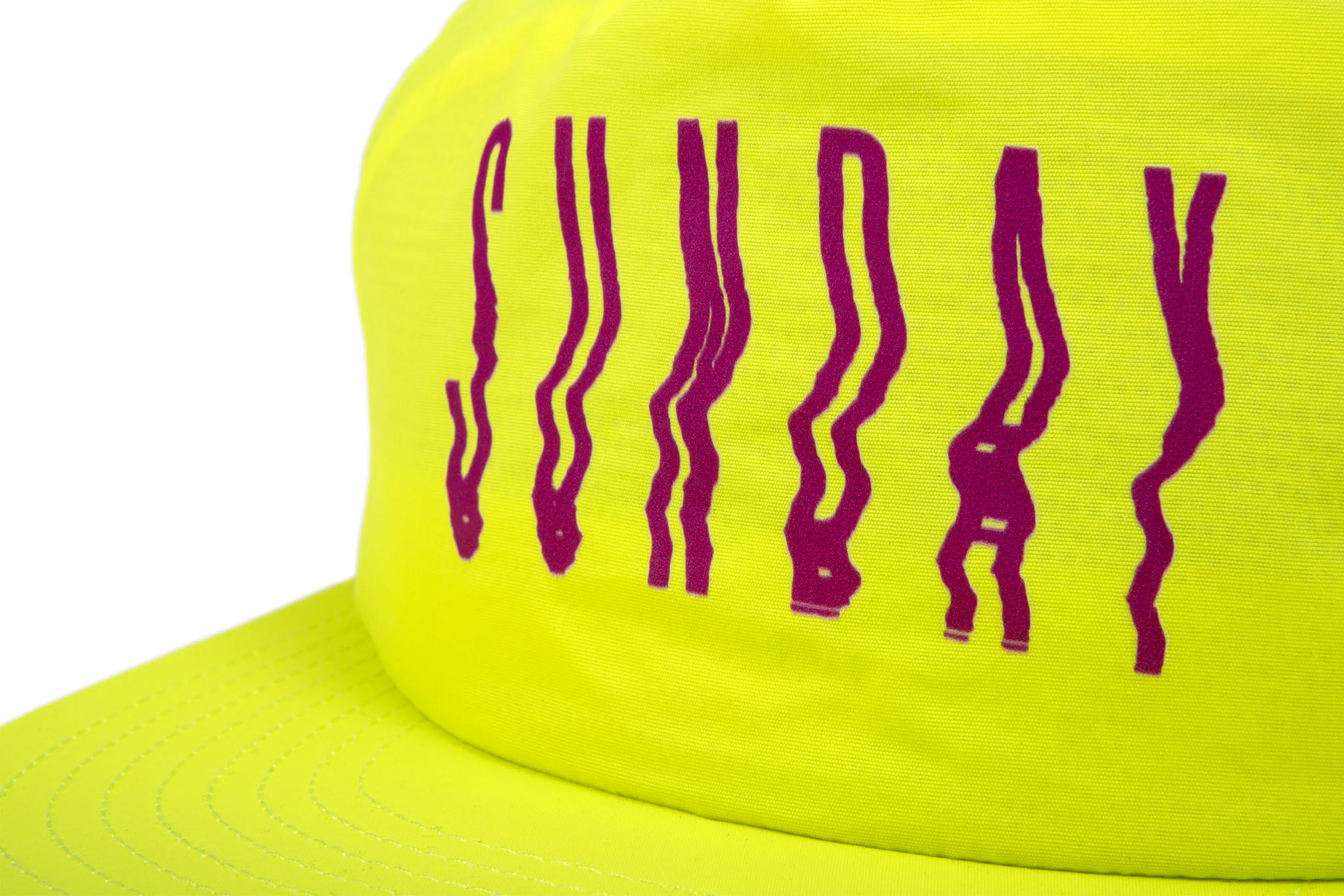 Sunday High Wave Nylon Snapback Hat (Safety Green w/ Purple Screen Print) - Image 3