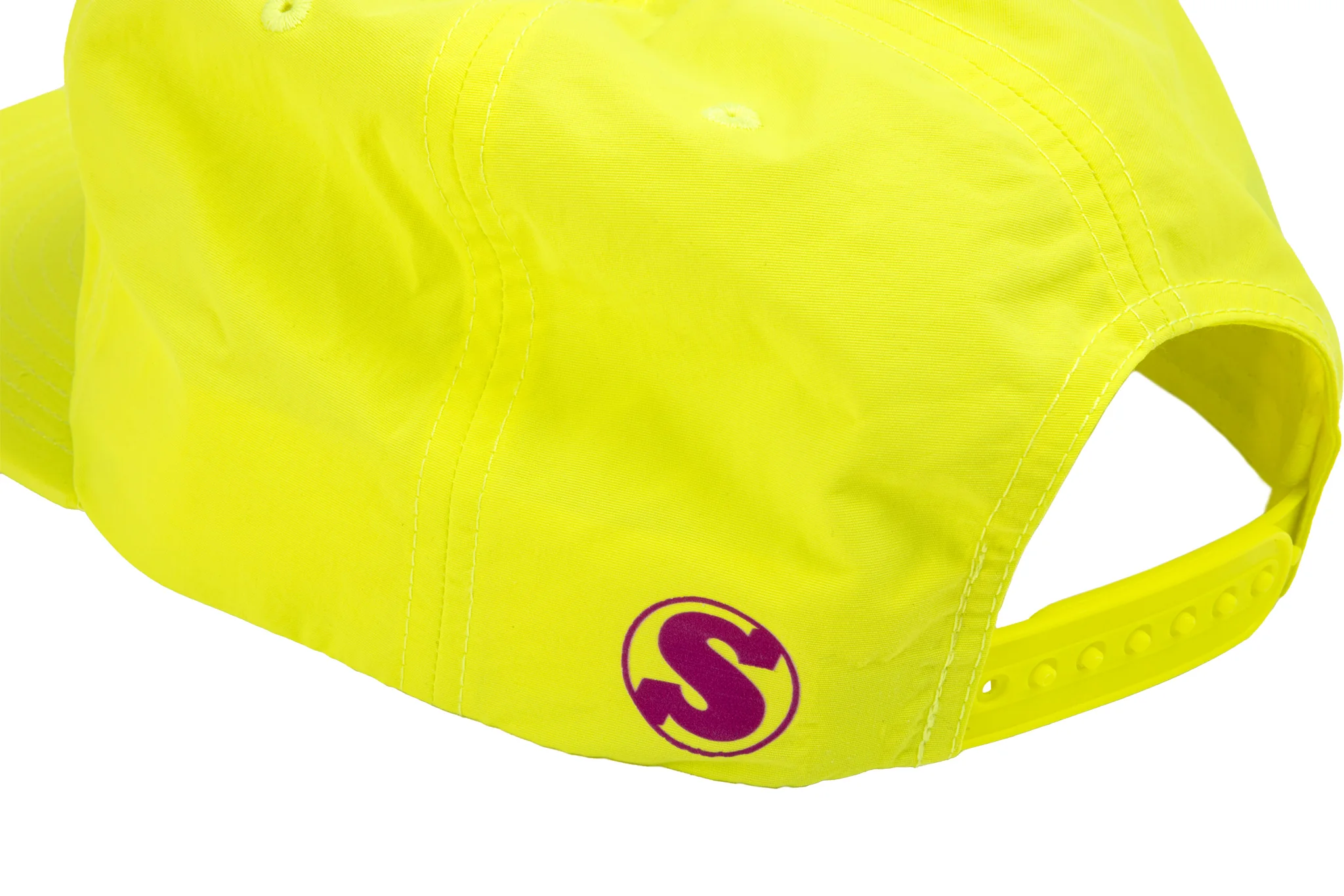 Sunday High Wave Nylon Snapback Hat (Safety Green w/ Purple Screen Print) - Image 4
