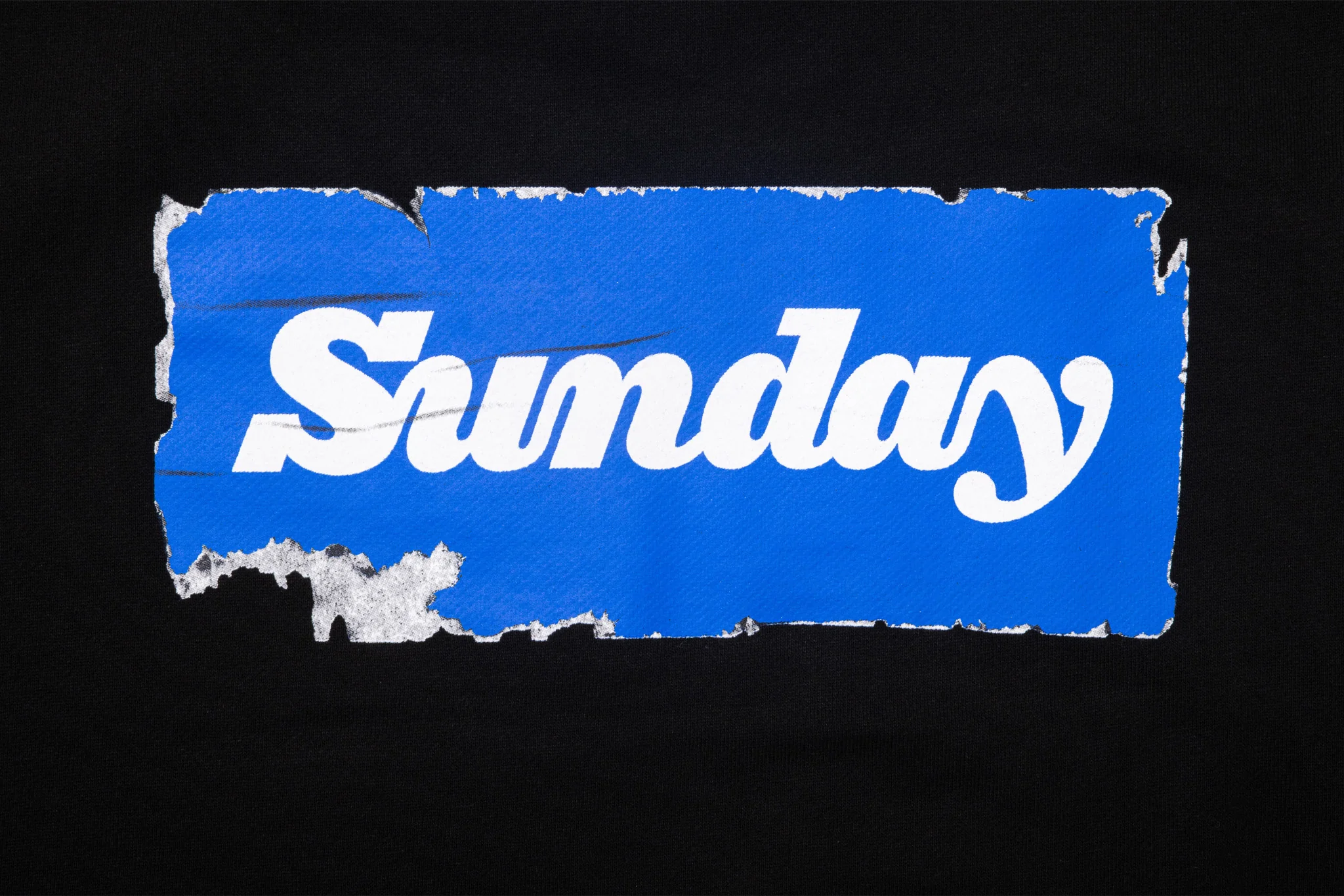 Sunday Sticker Crewneck Sweatshirt (Black with Blue/White Ink) - Image 3
